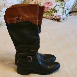 Rampage Ives Boots, Women’s Sz 7 1/2 black /brown Half Zip - Picture 1 of 12