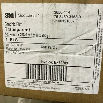 3650-114 PELÍCULA GRÁFICA ESCOCESA TRANSPARENTE 533 / 4MM X 228 6M / 21IN X 250 YD Foto 1 de 2