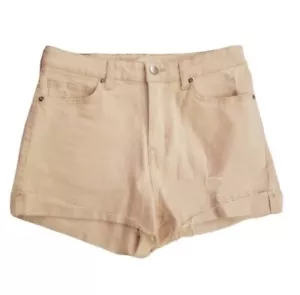 Pantalones cortos para mujer H&M talla 8 blanco roto crema desgastados tiro alto deshilachados puños W30 - Imagen 1 de 3