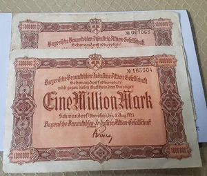 1 000 000 Mark - Seltene Banknote 1923 ( 2 St. ) - Bild 1 von 2