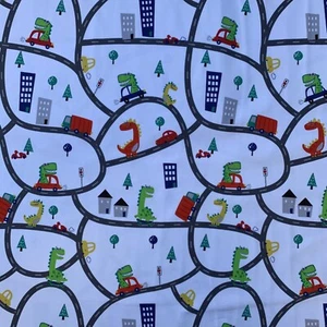 Dino Road Novelty Cotton Elastane Spandex Stretch Jersey Dress Craft Fabric - Picture 1 of 5