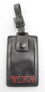 TUMI 'Alpha' Black / Red Leather Luggage Tag - Large - Picture 1 of 2