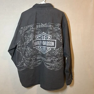 Harley-Davison Snap Down L/S Shirt Back Print No Club Adult 2XL Black - Picture 1 of 12