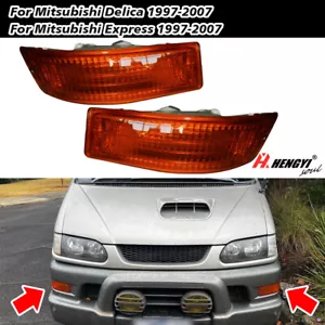 2PCS Amber Front Bumper Corner Signal Lamps For Mitsubishi Delica 1997-2007 - Picture 1 of 14