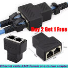RJ45 Splitter Adapter LAN Ethernet Cable Connector Plug 1-2 Way Dual Female Port