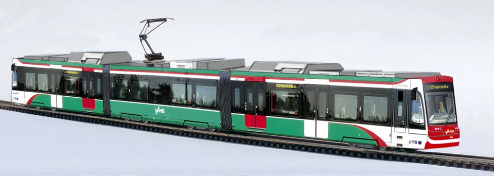 Straßenbahn H0 Modell Tram City-Link Chemnitz Karton Bausatz, Maßstab 1:87 - Bild 1 von 1