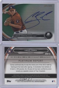 2013 Bowman Platinum Prospects Green Refractor /399 Carlos Correa #BPAP-CC Auto