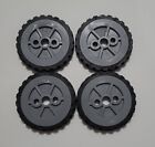 Knex Black Wheels 45 Mm Small Tires 37 Mm Gray Hubs/Pulleys Lot Of 4