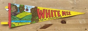 Vintage White Mountains New Hampshire 26" Felt Pennant w Great Colorful Graphics - Picture 1 of 3