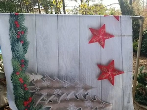 Decorative Christmas Tablecloth With Tree Ornaments And Stars, 84" X 59" - Picture 1 of 8