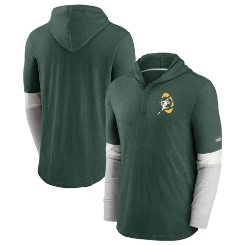 Nike Men’s Green Bay Packers Fan Gear Throwback Mascot Henley Hoodie Large L Cover