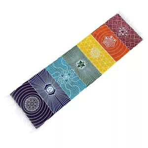 Handgefertigter Yoga-Teppich 7 Chakren Baumwolle 60 x 200 cm Bohemian Zen - Bild 1 von 2