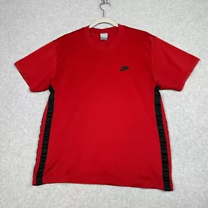 VTG 90s Nike Shirt Mens L Red Spell Out Travis Scott Mini Swoosh Mesh Pullover - Picture 1 of 15