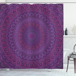 Eggplant Shower Curtain Vintage Purple Mandala Print for Bathroom - Picture 1 of 8