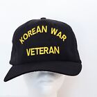 Korean War Veteran Black Cap Hat Military Embroidered Snapback Size Large
