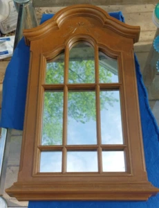 Vintage Wood Look Homco Mirror Wall Hanging Home Decor 80's - Picture 1 of 12