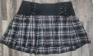 Tripp NYC Damen Rock 18 Punk Goth Grunge schwarz rot kariert Minirock Reißverschluss - Bild 1 von 8
