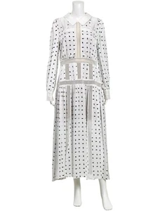 Self Portrait Brand New AU 12 White Navy Print Silk Dress - Picture 1 of 1