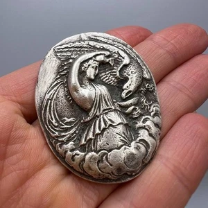 Massive Antique Collectible Women's Jewelry Silver Pendant Phoenix Bird 31 gr - Picture 1 of 8