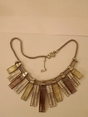 Collar JLO Jennifer Lopez Declaración Brillante Tono Plata Estrás Vidrio Deco Foto 1 de 3