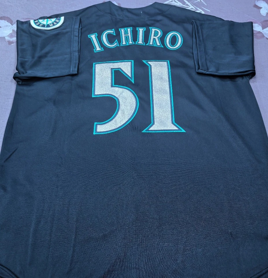 Camiseta deportiva cosida vintage Ichiro Suzuki #51 Mariners Throwback azul marino. Foto 1 de 4