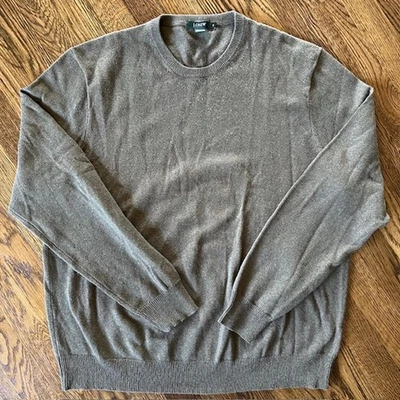 J.Crew Brown Taupe Cashmere Crewneck Sweater Mens XL Classic Soft Knit Pullover - Image 1 of 4