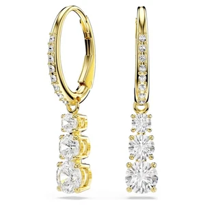 Pendientes de aro Swarovski Stilla Attract, corte redondo, blanco, tono dorado 5723300 - Imagen 1 de 4
