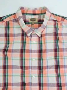 Camisa Foundry Talla 4XLT Para Hombres Bronceado Melocotón Cuadros Abotonada Manga Corta Fácil Cuidado - Imagen 1 de 9