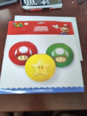 Super Mario Brothers Paper Lanterns Set Of 3 Birthday Party Decoration 9.5” - Image 1 of 2
