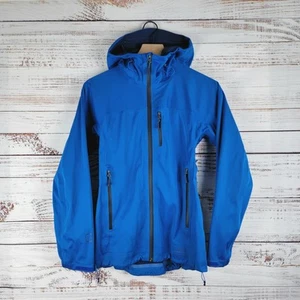 REI E1 ELEMENTS Rain Jacket Womens XS Blue Lightweight Hooded Full Zip EUC - Picture 1 of 11