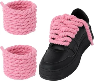 Molain Thick Rope Shoe Laces for A F-1, 1 Pair Round Cotton Chunky Pink - Picture 1 of 7