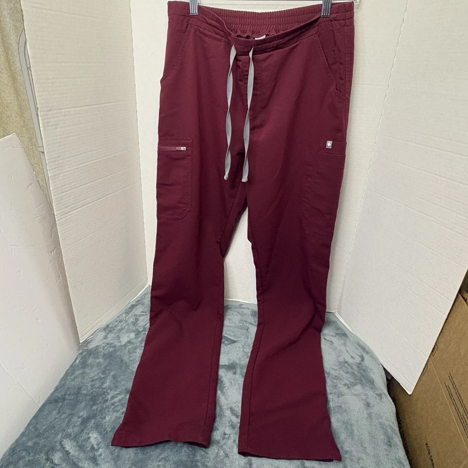 Calça esfoliante feminina FIGS cintura alta Yola skinny borgonha média alta TW2000T - Imagem 1 de 4