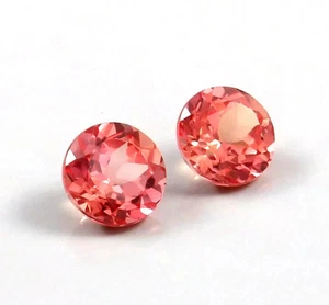 Zafiro Padparadscha Ceilán Natural Impecable 8 x 8 mm Redondo A+ Piedra Preciosa 2 piezas - Imagen 1 de 4
