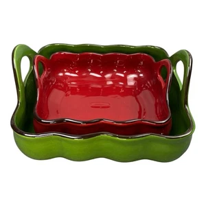 Vtg 1970’s 2 Piece Handled Scalloped Casserole Baking Dish Set LTD Commodities - Picture 1 of 21