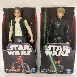 Star Wars Han Solo Luke Skywalker Figures Disney Hasbro 2015 New In Box - Picture 1 of 12