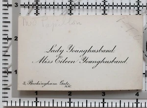 ANTIQUE CALLING CARD LADY YOUNGHUSBAND MISS EILEEN 3 BUCKINGHAM GATE - Picture 1 of 1