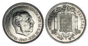 ESPAÑA: 5 pesetas 1949 *50* Francisco Franco S/C  - Imagen 1 de 1