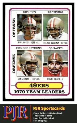 1980 Topps #526 Hofer / Solomon / Owens / Board TL 49ers  Team Checklists - Image 1 of 2