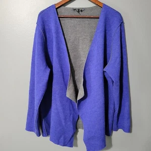 Cárdigan Suéter Eileen Fisher Talla 2X Lana Merino Azul Gris Cápsula Minimalista - Imagen 1 de 12