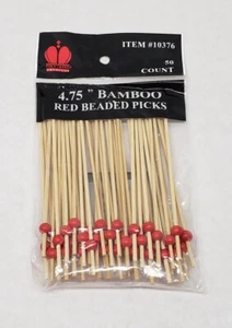 (2x) 50 Stück Rot Perlen 4,75" BAMBUS COCKTAIL PICKS Olive Zwiebel & Vorspeise - Bild 1 von 2
