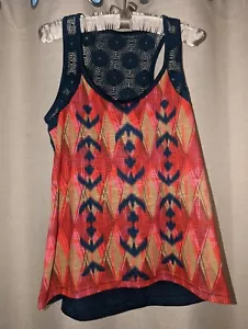 Roper Aztec Boho Lace Hi Low Tank Top Women's M - Picture 1 of 8