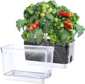 Self Watering Planter, 2 Pack African Violet Pots, 2 Clear Pots - Picture 1 of 7