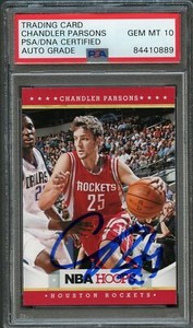 2012 13 NBA Hoops #252 Chandler Parsons Signed Card AUTO 10 PSA/DNA Slabbed Rock