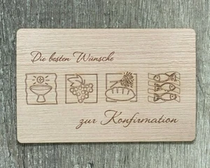 Glückwunschkarte aus Holz Geschenk Karte Geschenkkarte Konfirmation Zeichen - Bild 1 von 1