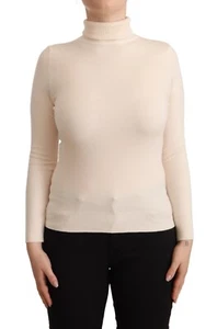 SUSY-MIX Sweater Off White Viscose Long Sleeves Turtle Neck Pullover IT42/US8/M  - Picture 1 of 8