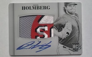 TRUE 1/1 David HOLMBERG 2014 Panini NT REDS LOGO PATCH AUTO RELIC RPA RC - Picture 1 of 4