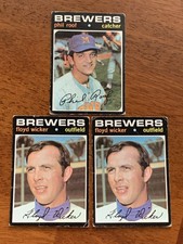 Milwaukee Brewers 1971 Topps #22 Phil Roof & #97 Floyd Wicker (2)-VG+ -Free Ship