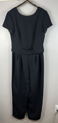 Vintage Liz Claiborne Black Jumpsuit Romper Zip One-Piece Pant Suit Size 6 - Image 1 of 4