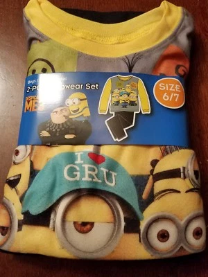 New Boys DESPICABLE ME 3 Minion Flannel Pajamas 2 pc Sleepwear Set Size 6/7 Gru - Image 1 of 4