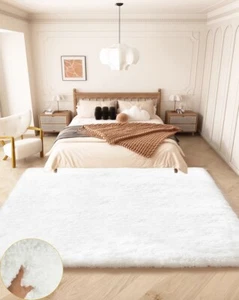 Solid Shag Rug Furry Cozy Fluffy Area Rugs Soft Carpet for Bedroom Living Room - Picture 1 of 48